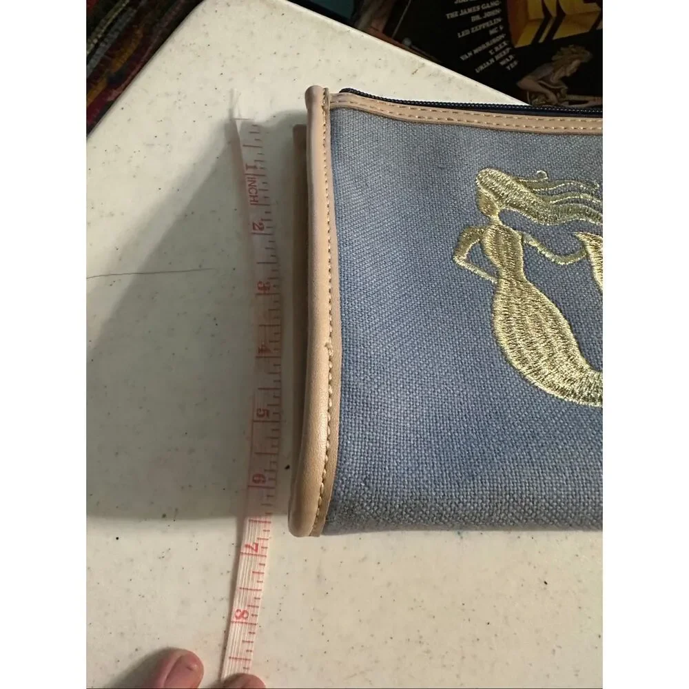 Spartina 449 Women's Blue Gold Metallic Mermaid Denim Clutch Wristlet Handbag